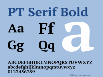 PT Serif Bold Version 1.002W Font Sample