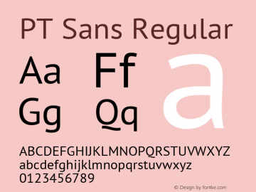 PT Sans Regular Version 2.003 Font Sample