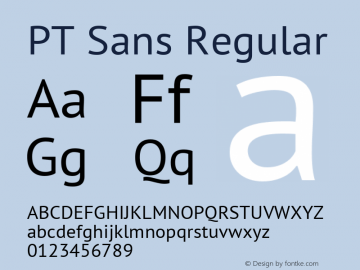 PT Sans Regular Version 2.001 Font Sample