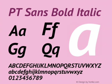 PT Sans Bold Italic Version 2.001 Font Sample