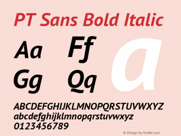 PT Sans Bold Italic Version 2.005W Font Sample