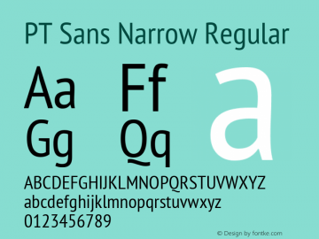 PT Sans Narrow Regular Version 2.003W OFL Font Sample