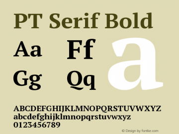 PT Serif Bold Version 1.000W OFL Font Sample