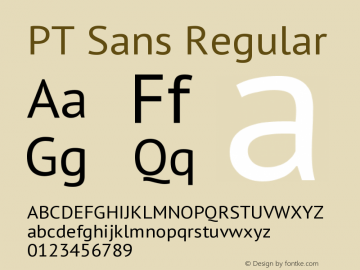 PT Sans Regular Version 2.003W OFL Font Sample