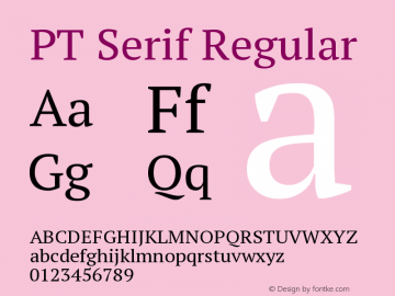 PT Serif Regular Version 1.000W OFL Font Sample