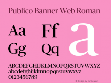 Publico Banner Web Roman Version 1.001 2010 Font Sample