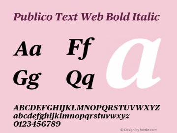 Publico Text Web Bold Italic Version 002.000 2010图片样张