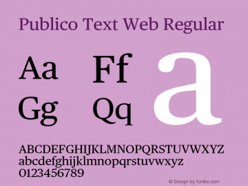 Publico Text Web Regular Version 002.000 2010 Font Sample