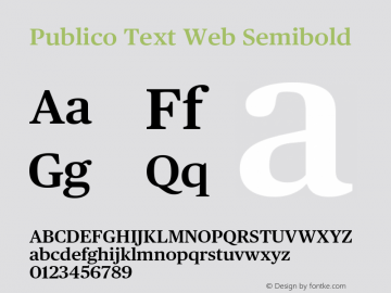 Publico Text Web Semibold Version 002.000 2010 Font Sample
