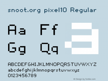 snoot.org pixel10 Regular Frog: Version 1.0 06.18.2001 Font Sample