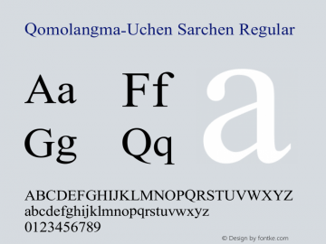 Qomolangma-Uchen Sarchen Regular 2.00 Font Sample