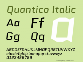 Quantico Italic Version 2.002 Font Sample