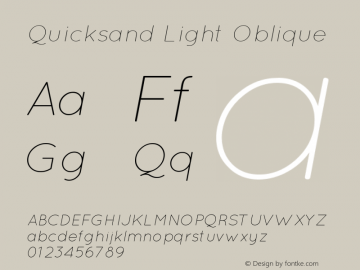Quicksand Light Oblique 001.000 Font Sample
