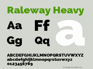 Raleway Heavy Version 2.001; ttfautohint ( Font Sample