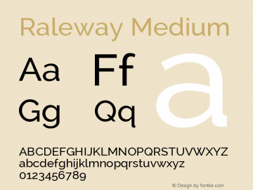 Raleway Medium Version 2.001; ttfautohint ( Font Sample