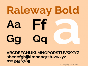 Raleway Bold Version 3.000; ttfautohint (v0.96) -l 8 -r 28 -G 28 -x 14 -w 