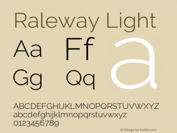 Raleway Light Version 3.000; ttfautohint (v0.96) -l 8 -r 28 -G 28 -x 14 -w 