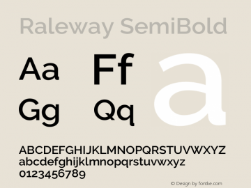 Raleway SemiBold Version 3.000; ttfautohint (v0.96) -l 8 -r 28 -G 28 -x 14 -w 