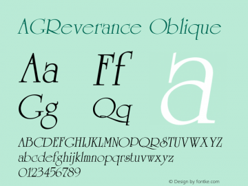 AGReverance Oblique 1.0 Wed Mar 23 17:47:32 1994 Font Sample