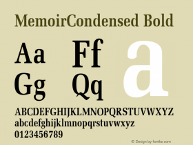 MemoirCondensed Bold The IMSI MasterFonts Collection, tm 1995 IMSI图片样张