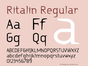 Ritalin Regular Version 1.0; Font Sample