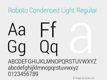 Roboto Condensed Light Regular Version 1.100141; 2013图片样张