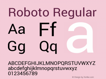 Roboto Regular Version 1.100141; 2013 Font Sample