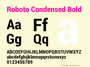 Roboto Condensed Bold Version 1.100141; 2013 Font Sample