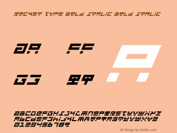 Rocket Type Bold Italic Bold Italic 1 Font Sample