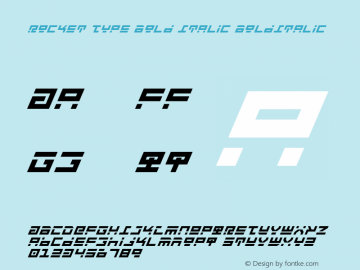 Rocket Type Bold Italic BoldItalic Version 1 Font Sample