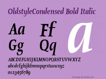 OldstyleCondensed Bold Italic The IMSI MasterFonts Collection, tm 1995, 1996 IMSI (International Microcomputer Software Inc.) Font Sample