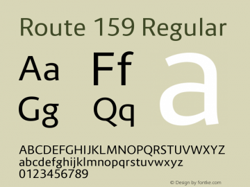 Route 159 Regular Version 1.100 Font Sample