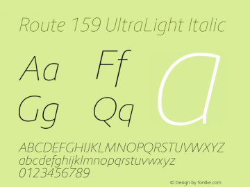 Route 159 UltraLight Italic Version 1.100图片样张