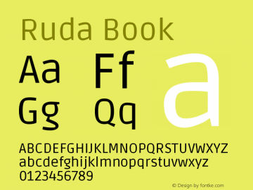 Ruda Book Version 1.002 Font Sample