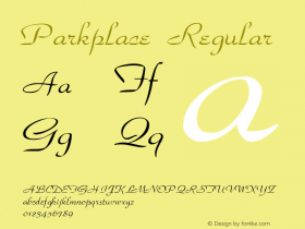 Parkplace Regular Print Artist: Sierra On-Line, Inc. Font Sample