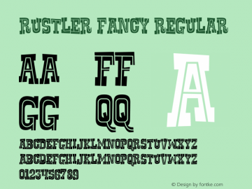 Rustler Fancy Regular Macromedia Fontographer 4.1.3 9/15/01 Font Sample