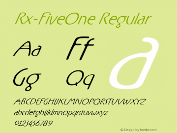 Rx-FiveOne Regular Version 0.9; 2000 Font Sample