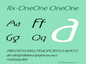 Rx-OneOne OneOne Version 0.9; 2000 Font Sample