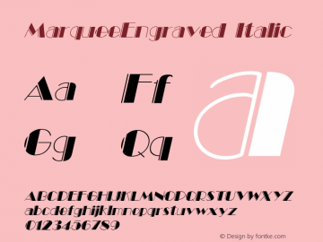 MarqueeEngraved Italic W.S.I. Int'l v1.1 for GSP: 6/20/95图片样张