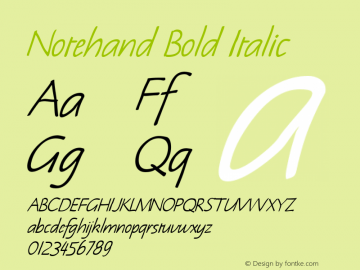 Notehand Bold Italic The IMSI MasterFonts Collection, tm 1995 IMSI图片样张