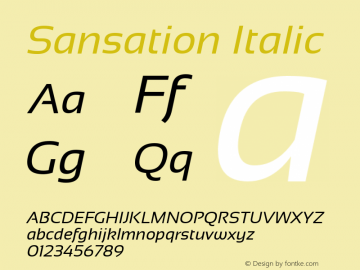 Sansation Italic Version 1.3 Font Sample