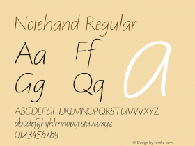 Notehand Regular W.S.I. Int'l v1.1 for GSP: 6/20/95 Font Sample