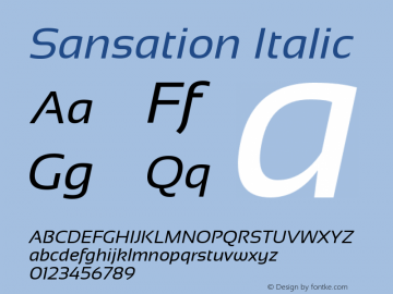 Sansation Italic Version 1.3 Font Sample