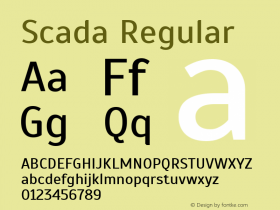 Scada Regular Version 3.005; ttfautohint (v0.91) -l 8 -r 50 -G 200 -x 0 -w 