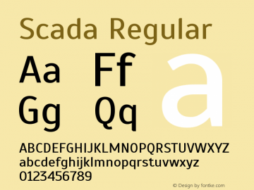 Scada Regular Version 3.005; ttfautohint (图片样张