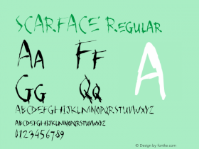 SCARFACE Regular Version 1.000 2010 initial release Font Sample