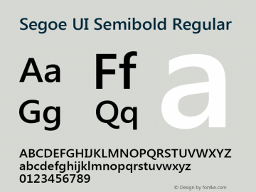 Segoe UI Semibold Regular Version 5.00 Font Sample