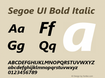 Segoe UI Bold Italic Version 5.05图片样张