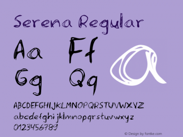 Serena Regular Version 2.00 Font Sample