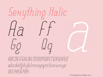 Sexything Italic Version 001.001 Font Sample